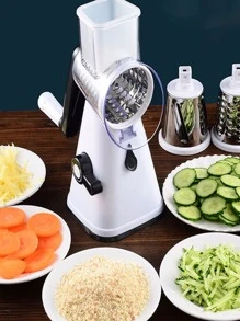 1 pieza Molinillo de queso y verduras manual rotatorio con 3 hojas, herramientas de frutas y verduras, utensilios de cocina, cortador, alimento, ensalada, decoración, almacenamiento, fiesta, cumpleaños. - Blanco - Ver 2