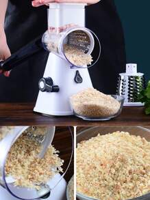 1 pieza Molinillo de queso y verduras manual rotatorio con 3 hojas, herramientas de frutas y verduras, utensilios de cocina, cortador, alimento, ensalada, decoración, almacenamiento, fiesta, cumpleaños. - Blanco - Ver 4