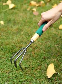 1 pieza Rastrillo de jardinería con mango largo - Verde Oscuro - Ver 1