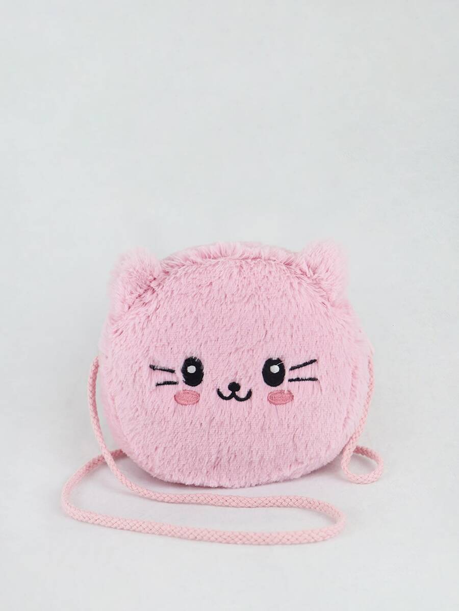 Girls Cartoon Design Fluffy Novelty Bag - Pink - View 1