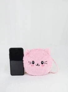 Girls Cartoon Design Fluffy Novelty Bag - Pink - View 5