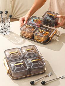 4 piezas frasco de bocadillo & 1 pieza Bandeja - Multicolor - Ver 5