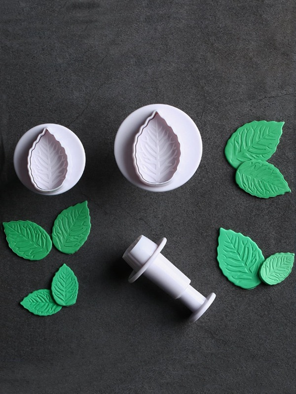 3 Stücke Keks Stempel mit Blatt Design