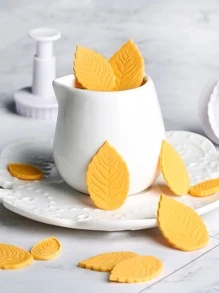 3 piezas Sello de galleta con diseño de hoja - Blanco - Ver 2