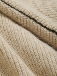 DAZY Seam Detail High Neck Drop Shoulder Jumper - Apricot - View 3