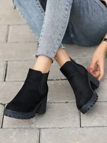 Slip On Faux Suede Chelsea Boots - Black - View 6