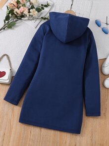 青少年女孩袋鼠口袋連帽衛衣裙