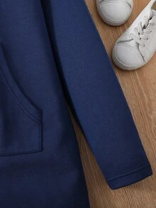 青少年女孩袋鼠口袋連帽衛衣裙