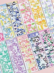 16入組卡通圖案貼紙 - 彩色 - 查看 4