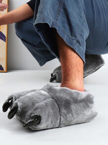 男士爪設計毛茸茸趣味拖鞋 - 灰色 - 查看 6
