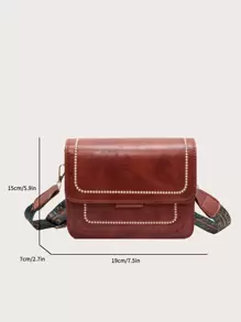 Embroidery Detail Flap Square Bag, Perfect For Rodeo Occasion