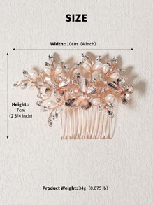 仿珍珠裝飾髮夾蝴蝶形狀 - 玫瑰金 - 查看 4
