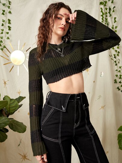 Fairycore Colorblock Crop Sweater