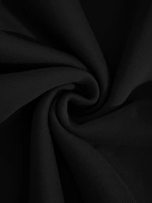 INAWLY Letter Graphic Kangaroo Pocket Drawstring Thermal Lined Hoodie - Black - View 4