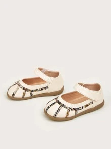 女孩花卉圖案踝帶平底鞋 - 米色 - 查看 2