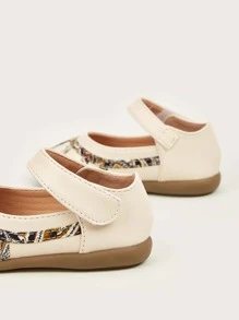 女孩花卉圖案踝帶平底鞋 - 米色 - 查看 4