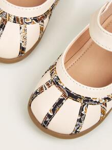 女孩花卉圖案踝帶平底鞋 - 米色 - 查看 5