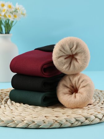 4 pares calcetines termales de la impresión multicolora del copo de nieve de las mujeres, calcetines interiores del piso para el invierno