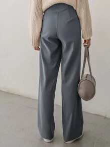 DAZY Solid Plicated Detail Suit Trousers - Dusty Blue - View 2