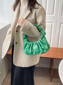 Bolso con fruncido minimalista - Verde - Ver 4