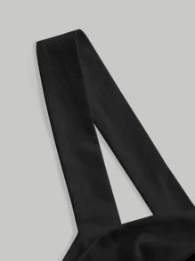 SHEIN MOD Áo hai dây màu trơn Giải trí - màu đen - Xem 4