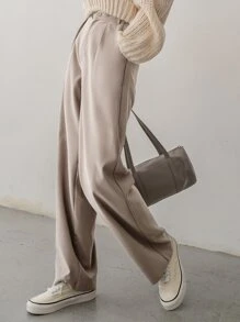 DAZY Solid Plicated Detail Suit Trousers - Khaki - View 5