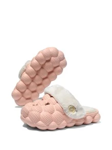 Girls Button Decor Teddy Lined Vented Clogs - Pink - View 3