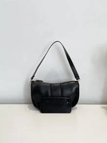 Minimalist Ruched Bag - Black - View 5