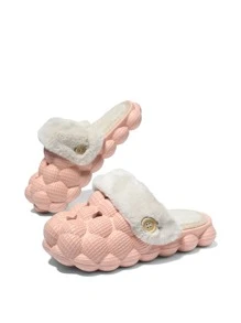 Girls Button Decor Teddy Lined Vented Clogs - Pink - View 4