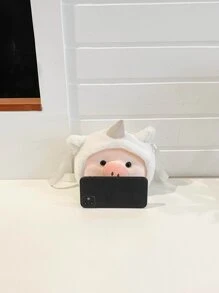 Mini Pig Design Fluffy Novelty Bag - White - View 4