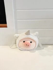 Mini Pig Design Fluffy Novelty Bag - White - View 6