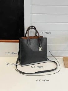 3pcs Minimalist Tote Bag Set, Best Work Bag For Women - Black - View 6
