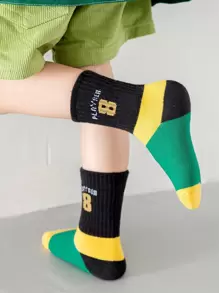 5 đôi/bộ Bóng Đá Nam Phong Cách Bóng Đá Họa Tiết Bảng Chữ Cái Vớ Giữa Bắp Chân, Hoàn Hảo Cho Trang Phục Đi Học - Nhiều màu - Xem 3