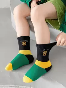 5 đôi/bộ Bóng Đá Nam Phong Cách Bóng Đá Họa Tiết Bảng Chữ Cái Vớ Giữa Bắp Chân, Hoàn Hảo Cho Trang Phục Đi Học - Nhiều màu - Xem 5