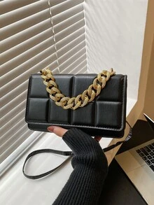 Mini Chain Plaid Square Bag Strap Decorative Chain - Black - View 2