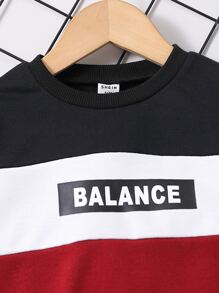 SHEIN Toddler Boys Letter Graphic Colourblock Sweatshirt & Joggers - Multicolor - View 3