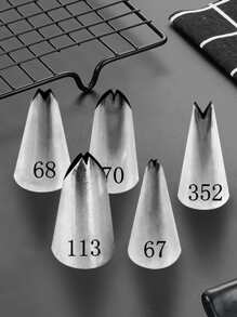 5pcs Stainless Steel Piping Nozzle - Silver - View 5