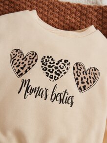 SHEIN Baby Girl Letter Graphic Sweatshirt & Leopard Print Leggings - Multicolor - View 6