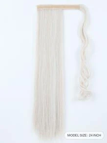 24-Inch Long Straight Ponytail Hair Extensions, Brown Color, Heat-Resistant Synthetic Fiber, Suitable For Girls And Women For Daily Use - White - View 4