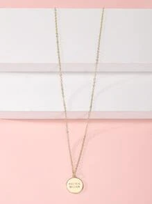 字母細節圓形吊飾項鍊 - 彩色 - 查看 2