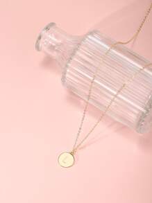 字母細節圓形吊飾項鍊 - 彩色 - 查看 3