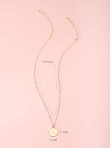 字母細節圓形吊飾項鍊 - 彩色 - 查看 5