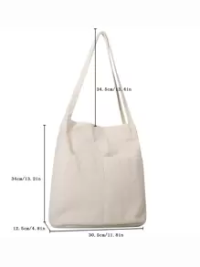 Portable,Lightweight Minimalist Corduroy Shopper Bag, Mother's Day Gift For Mom White-Collar Workers,Teacher Teacher's Day,Outdoors, Travel, Outings,Middle School, High School,Elementary School,College,Perfect For School Women's Corduroy Double Handle Big Canvas Shoulder Bags Tote Handbags With PocketsLightweight,Portable,Large Capacity,Laptop Compartment, Suitable For Teen Girls Women College Students, Perfect For Back To School,College,Middle School, High School - Beige - View 7