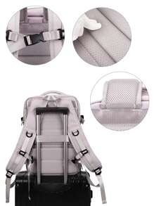 可擴容40升航空公司核准隨身攜帶背包，旅行背包附7件旅行收納袋，防水大容量17英寸筆記型電腦背包，適用於乘坐飛機的女性和男性，大學生包款休閒背包，多功能電腦包，適用於徒步旅行、週末度假、商務工作、行李箱、旅行必備品，成人禮物 - 藕粉色 - 查看 9