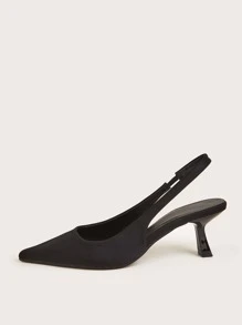 Fall/Winter Minimalist Point Toe Heeled Slingback Pumps, Elegant, Kitten Heels, Party