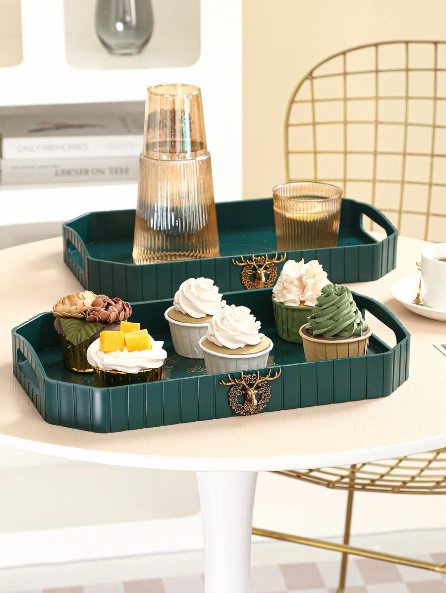 1pc Elk Decor Tray - Multicolor - View 1