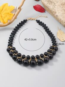 Vòng cổ đính cườm tối giản - màu đen - Xem 4