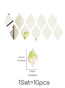 10 件自粘亚克力镜面墙贴，金色、银色和黑色 3 种颜色亚克力镜面装饰可移除水滴墙贴适用于客厅/卧室 DIY 创意家居装饰