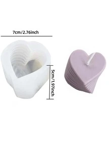 1pc Heart Design Silicone Candle Mold - White - View 2