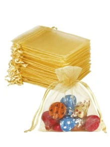 5 piezas Bolsa de embalaje unicolor con cordón - Amarillo - Ver 1
